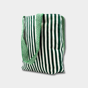 Cotton Stripe Small Women Bag-Green