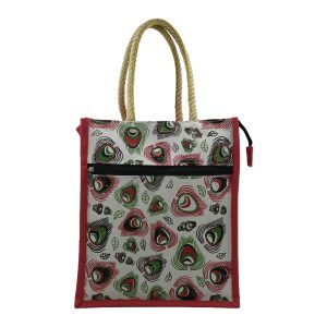 Ramakrishna Math (MSSK) 100% Organic Jute Small Shopping Bag with Inner Pocket and Zipper Closure