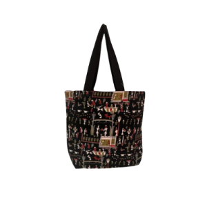 Jute Cotton Printed Ladies Bag(black)