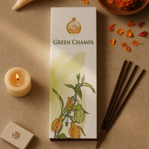 Ramakrishna Math (MSSK) Organic Incense Stick (Herbal) 50 Stick Pack (Green Champa) - 100% Natural Aromatherapy - Eco-Friendly, Long-Lasting, Scent - Perfect for Home Fragrance (Set of 12)