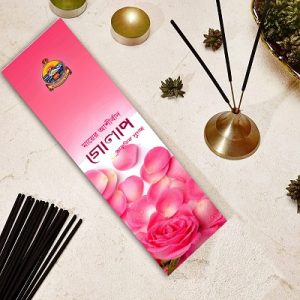 Ramakrishna Math (MSSK) | Organic Incense Stick (Herbal) 100 Stick (Rose) - Herbal, Rose, Long-Lasting Aroma, Natural Ingredients (Set of 12)